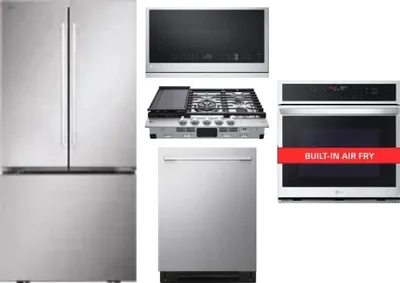 5 Piece Package Includes Refrigerator, Cooktop, Wall Oven, Microwave And Dishwasher