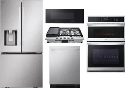 5 Piece Package Includes Refrigerator, Cooktop, Wall Oven, Microwave And Dishwasher
