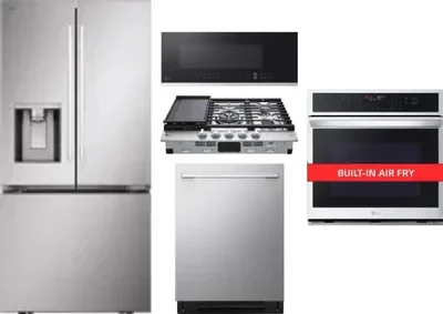 5 Piece Package Includes Refrigerator, Cooktop, Wall Oven, Microwave And Dishwasher