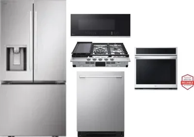 5 Piece Package Includes Refrigerator, Cooktop, Wall Oven, Microwave And Dishwasher