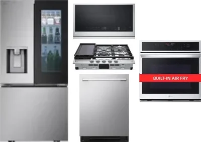 5 Piece Package Includes Refrigerator, Cooktop, Wall Oven, Microwave And Dishwasher