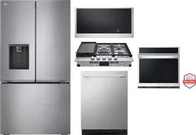 5 Piece Package Includes Refrigerator, Cooktop, Wall Oven, Microwave And Dishwasher
