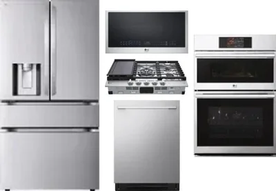 5 Piece Package Includes Refrigerator, Cooktop, Wall Oven, Microwave And Dishwasher