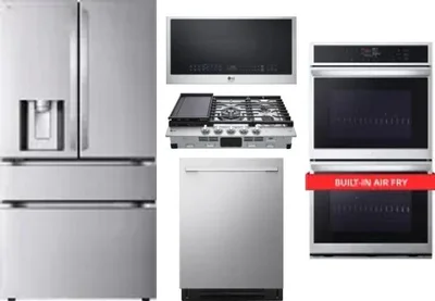 5 Piece Package Includes Refrigerator, Cooktop, Wall Oven, Microwave And Dishwasher