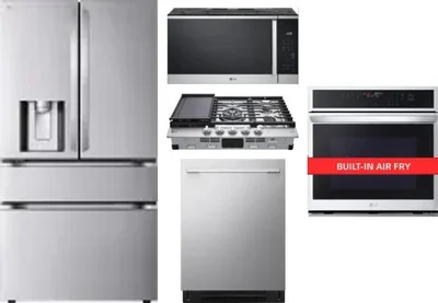 5 Piece Package Includes Refrigerator, Cooktop, Wall Oven, Microwave And Dishwasher