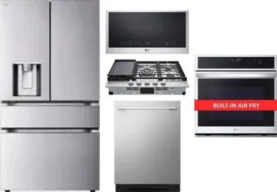 5 Piece Package Includes Refrigerator, Cooktop, Wall Oven, Microwave And Dishwasher