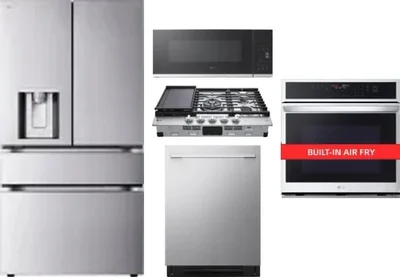 5 Piece Package Includes Refrigerator, Cooktop, Wall Oven, Microwave And Dishwasher