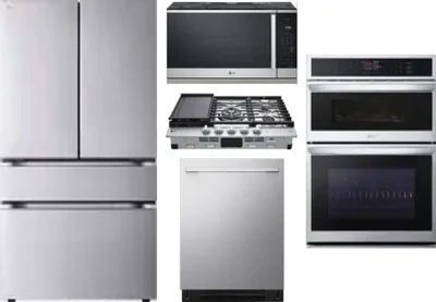 5 Piece Package Includes Refrigerator, Cooktop, Wall Oven, Microwave And Dishwasher