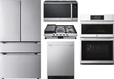5 Piece Package Includes Refrigerator, Cooktop, Wall Oven, Microwave And Dishwasher