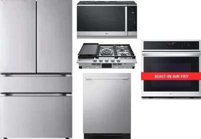 5 Piece Package Includes Refrigerator, Cooktop, Wall Oven, Microwave And Dishwasher