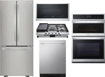 5 Piece Package Includes Refrigerator, Cooktop, Wall Oven, Microwave And Dishwasher