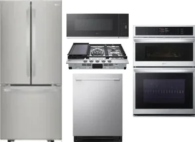 5 Piece Package Includes Refrigerator, Cooktop, Wall Oven, Microwave And Dishwasher