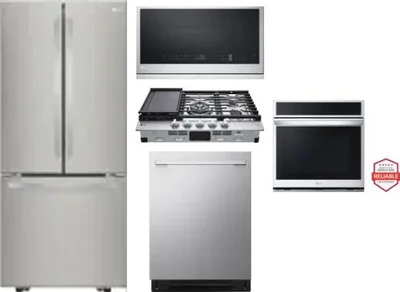 5 Piece Package Includes Refrigerator, Cooktop, Wall Oven, Microwave And Dishwasher