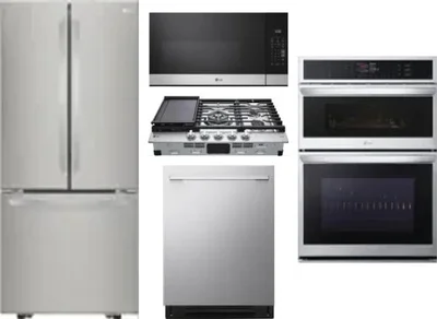 5 Piece Package Includes Refrigerator, Cooktop, Wall Oven, Microwave And Dishwasher