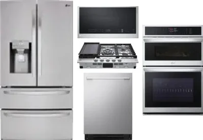 5 Piece Package Includes Refrigerator, Cooktop, Wall Oven, Microwave And Dishwasher