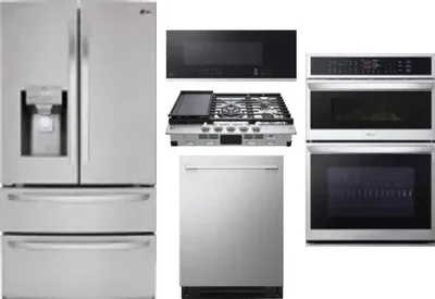 5 Piece Package Includes Refrigerator, Cooktop, Wall Oven, Microwave And Dishwasher