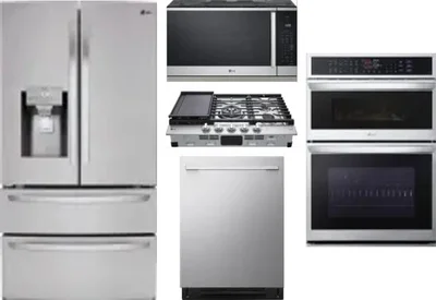 5 Piece Package Includes Refrigerator, Cooktop, Wall Oven, Microwave And Dishwasher