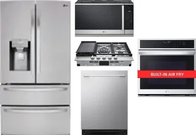 5 Piece Package Includes Refrigerator, Cooktop, Wall Oven, Microwave And Dishwasher