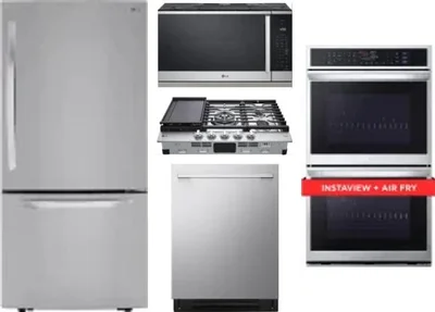 5 Piece Package Includes Refrigerator, Cooktop, Wall Oven, Microwave And Dishwasher
