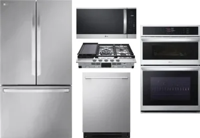 5 Piece Package Includes Refrigerator, Cooktop, Wall Oven, Microwave And Dishwasher