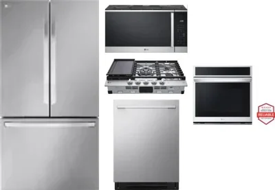 5 Piece Package Includes Refrigerator, Cooktop, Wall Oven, Microwave And Dishwasher