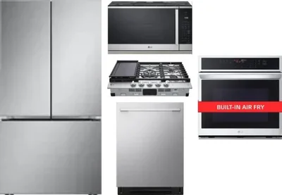 5 Piece Package Includes Refrigerator, Cooktop, Wall Oven, Microwave And Dishwasher