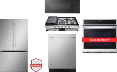 5 Piece Package Includes Refrigerator, Cooktop, Wall Oven, Microwave And Dishwasher