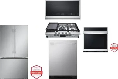 5 Piece Package Includes Refrigerator, Cooktop, Wall Oven, Microwave And Dishwasher