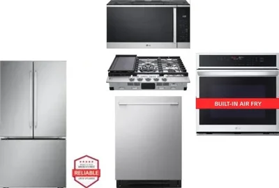 5 Piece Package Includes Refrigerator, Cooktop, Wall Oven, Microwave And Dishwasher