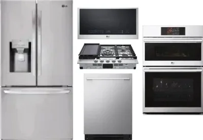 5 Piece Package Includes Refrigerator, Cooktop, Wall Oven, Microwave And Dishwasher