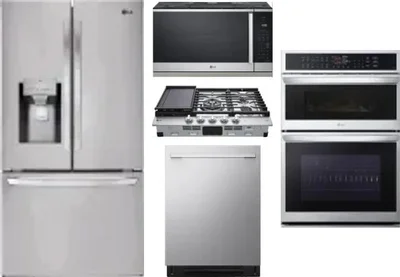 5 Piece Package Includes Refrigerator, Cooktop, Wall Oven, Microwave And Dishwasher