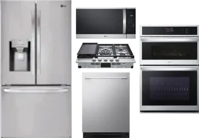 5 Piece Package Includes Refrigerator, Cooktop, Wall Oven, Microwave And Dishwasher