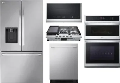 5 Piece Package Includes Refrigerator, Cooktop, Wall Oven, Microwave And Dishwasher