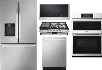 5 Piece Package Includes Refrigerator, Cooktop, Wall Oven, Microwave And Dishwasher