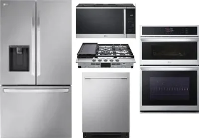 5 Piece Package Includes Refrigerator, Cooktop, Wall Oven, Microwave And Dishwasher