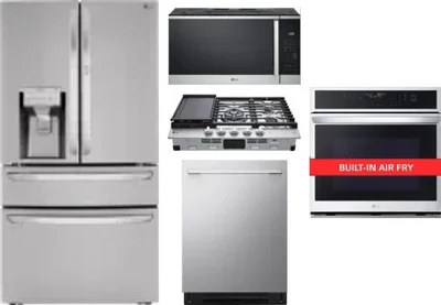 5 Piece Package Includes Refrigerator, Cooktop, Wall Oven, Microwave And Dishwasher