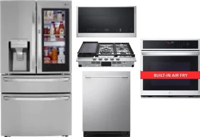 5 Piece Package Includes Refrigerator, Cooktop, Wall Oven, Microwave And Dishwasher