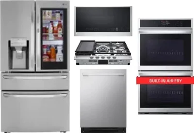 5 Piece Package Includes Refrigerator, Cooktop, Wall Oven, Microwave And Dishwasher