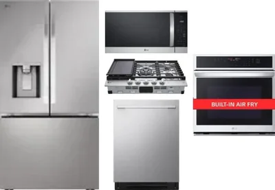 5 Piece Package Includes Refrigerator, Cooktop, Wall Oven, Microwave And Dishwasher