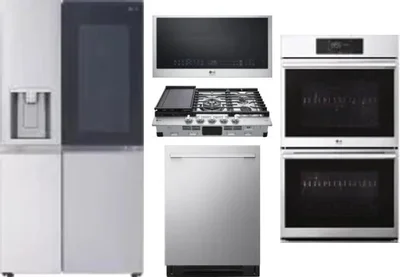 5 Piece Package Includes Refrigerator, Cooktop, Wall Oven, Microwave And Dishwasher
