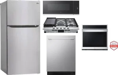 5 Piece Package Includes Refrigerator, Cooktop, Wall Oven, Microwave And Dishwasher