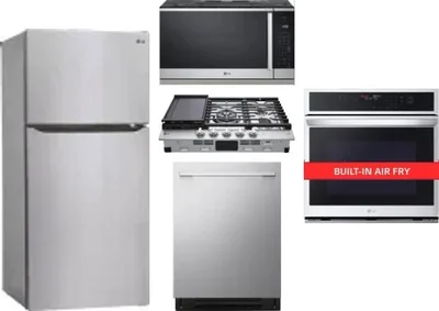 5 Piece Package Includes Refrigerator, Cooktop, Wall Oven, Microwave And Dishwasher