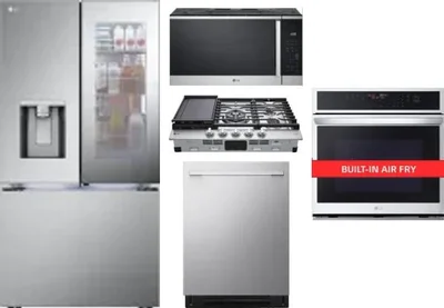 5 Piece Package Includes Refrigerator, Cooktop, Wall Oven, Microwave And Dishwasher