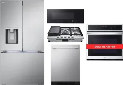 5 Piece Package Includes Refrigerator, Cooktop, Wall Oven, Microwave And Dishwasher