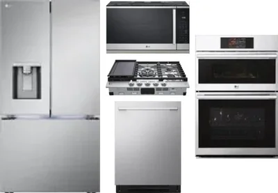 5 Piece Package Includes Refrigerator, Cooktop, Wall Oven, Microwave And Dishwasher