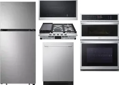 5 Piece Package Includes Refrigerator, Cooktop, Wall Oven, Microwave And Dishwasher