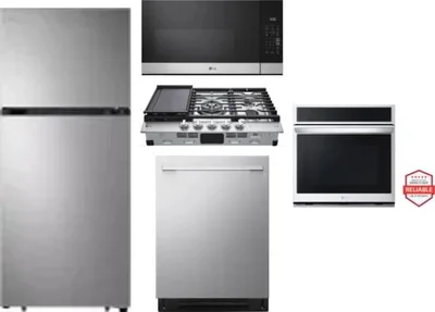 5 Piece Package Includes Refrigerator, Cooktop, Wall Oven, Microwave And Dishwasher