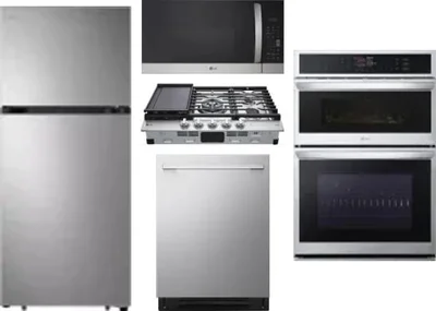 5 Piece Package Includes Refrigerator, Cooktop, Wall Oven, Microwave And Dishwasher