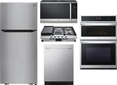 5 Piece Package Includes Refrigerator, Cooktop, Wall Oven, Microwave And Dishwasher