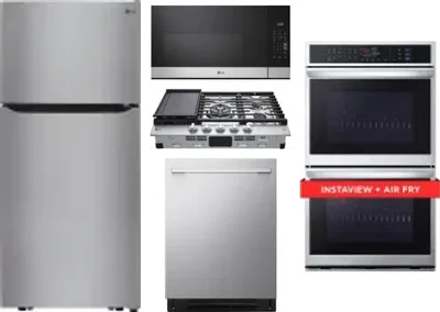 5 Piece Package Includes Refrigerator, Cooktop, Wall Oven, Microwave And Dishwasher
